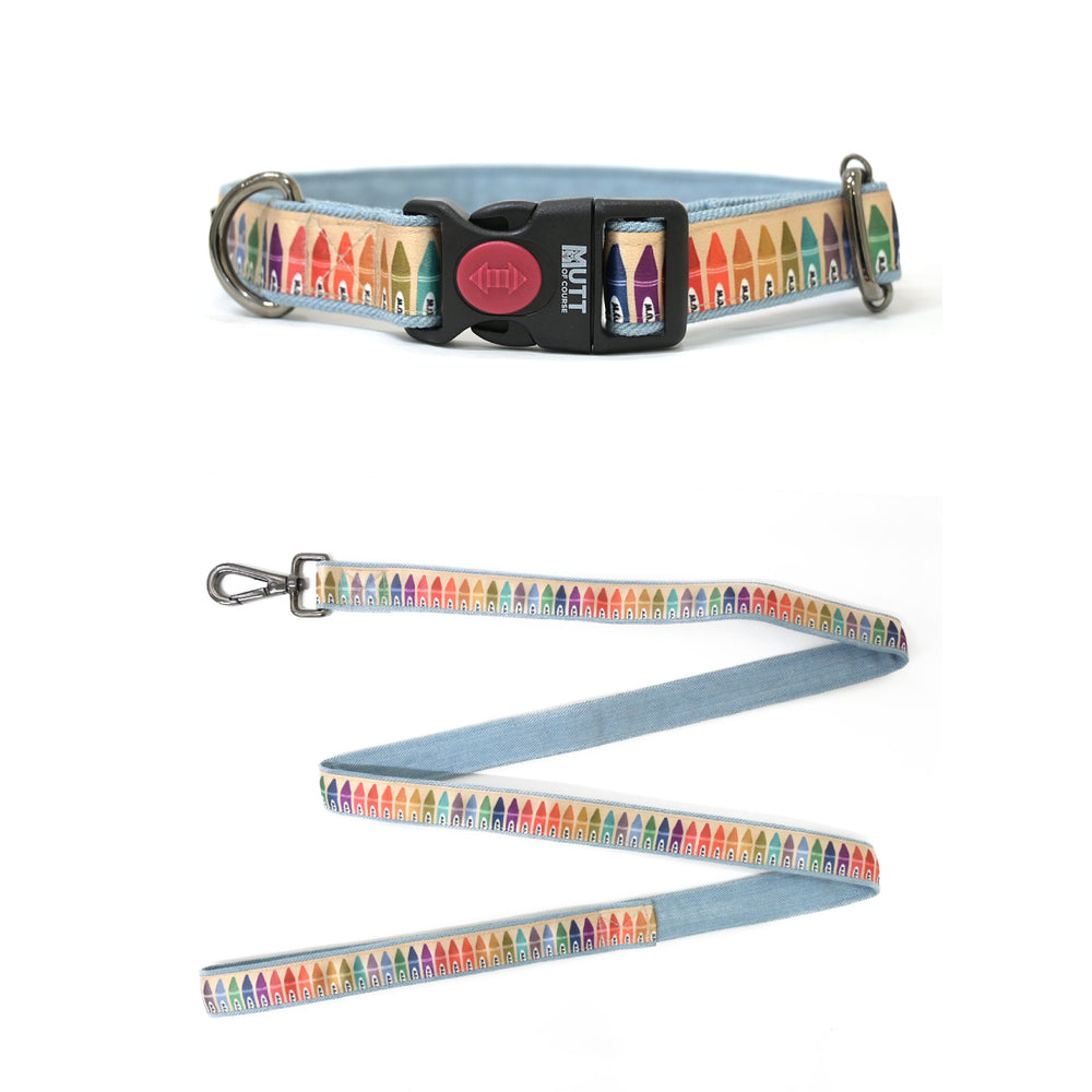 Cool School Denim Collar + Leash Set