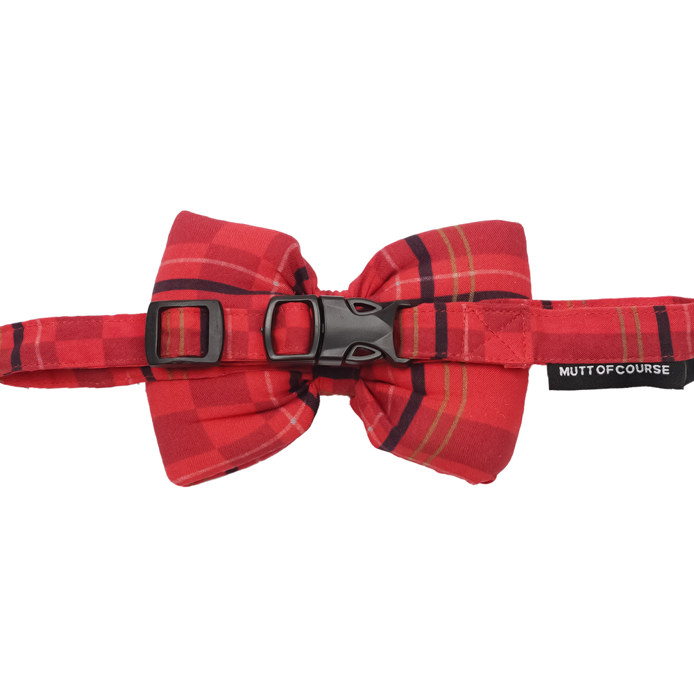 Red Plaid Bow Tie
