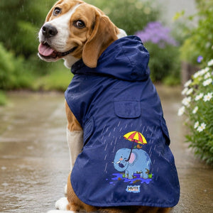 Rainy Trunks Waterproof Dog Raincoat with Hood & Mesh Lining | Collar & Harness Leash Opening | Blue