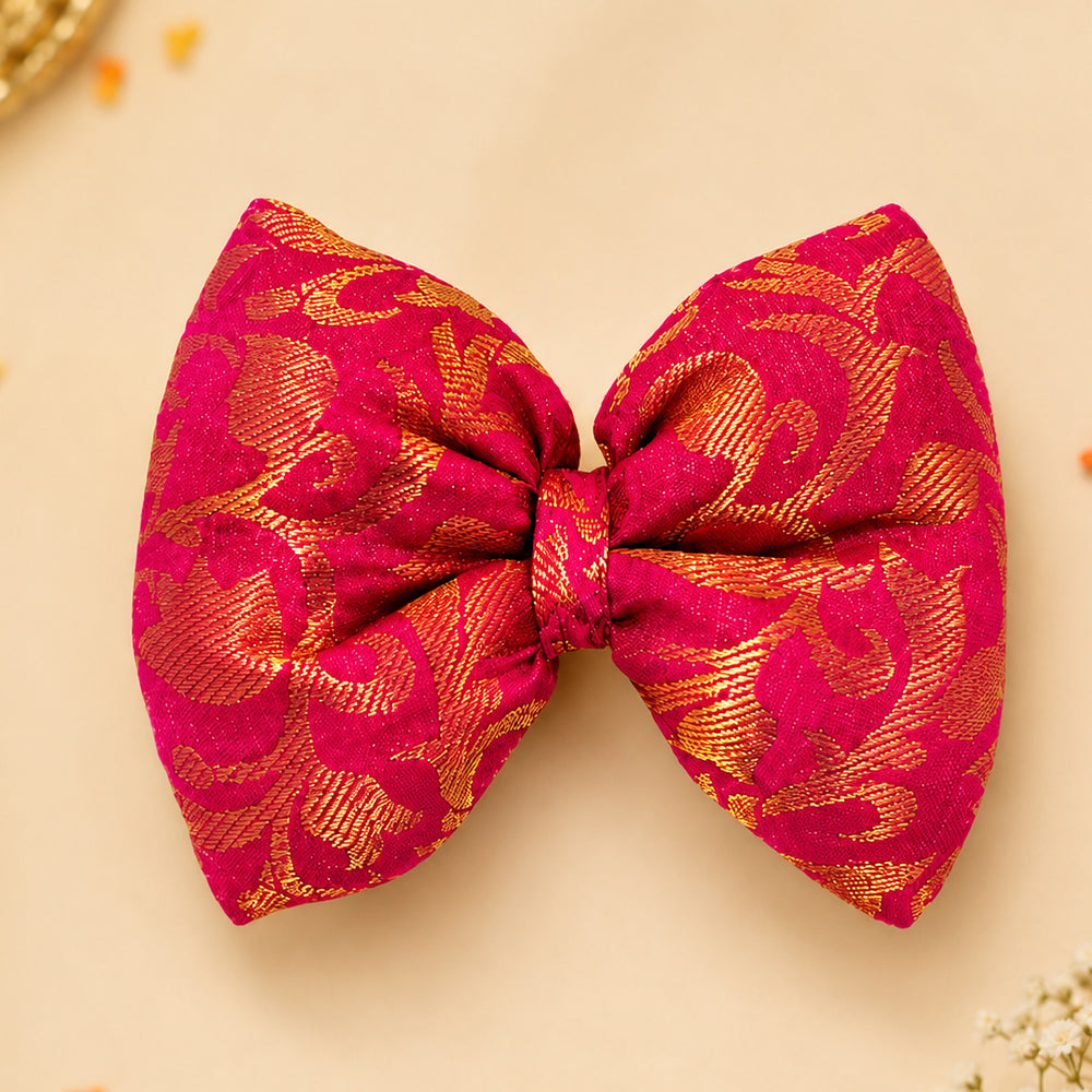 Rakhi Combo for Dogs & Cats | Pink & Gold Bow Tie + Edible Rakhi Treat
