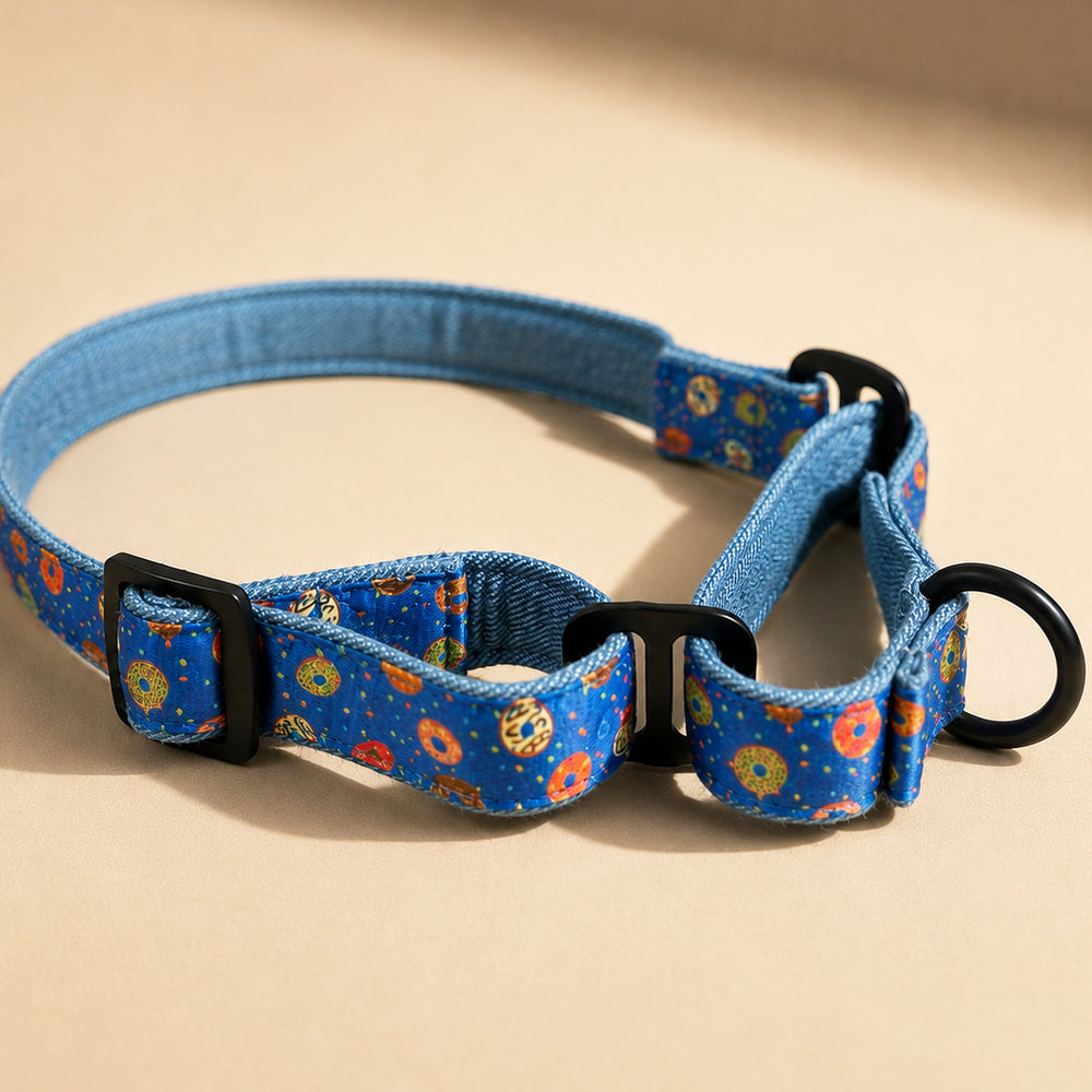 Mutt Of Course Donuts Martingale Collar | Organic Denim Dog Collar