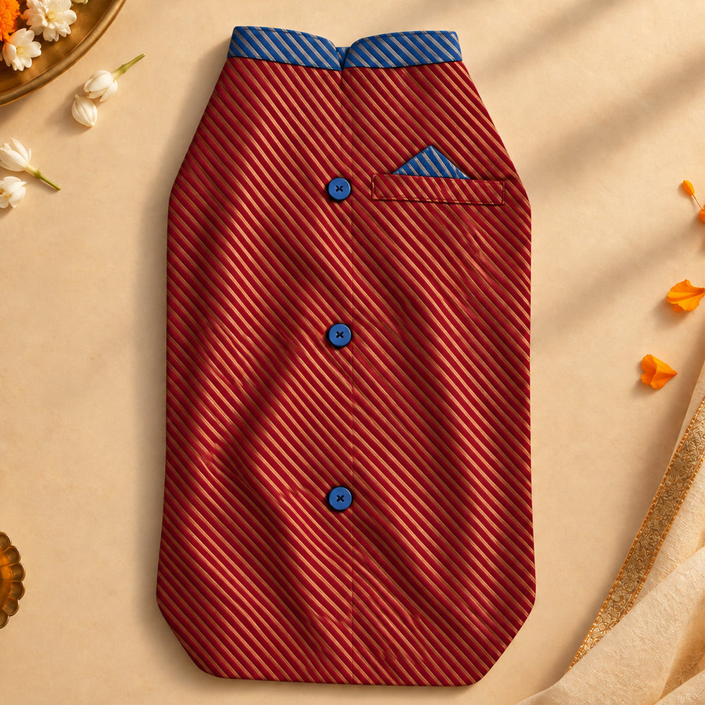 Banarasi Red Dog Sherwani | Royal Festive Wear (with cotton lining)