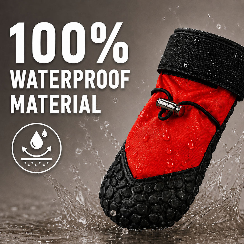 Waterproof Dog Shoes Set of 4  | Anti-Slip Rubber Sole | Adjustable Velcro | Paw Protection Boots for Rain, Hot Pavement, Snow, Indoor & Outdoor Walks