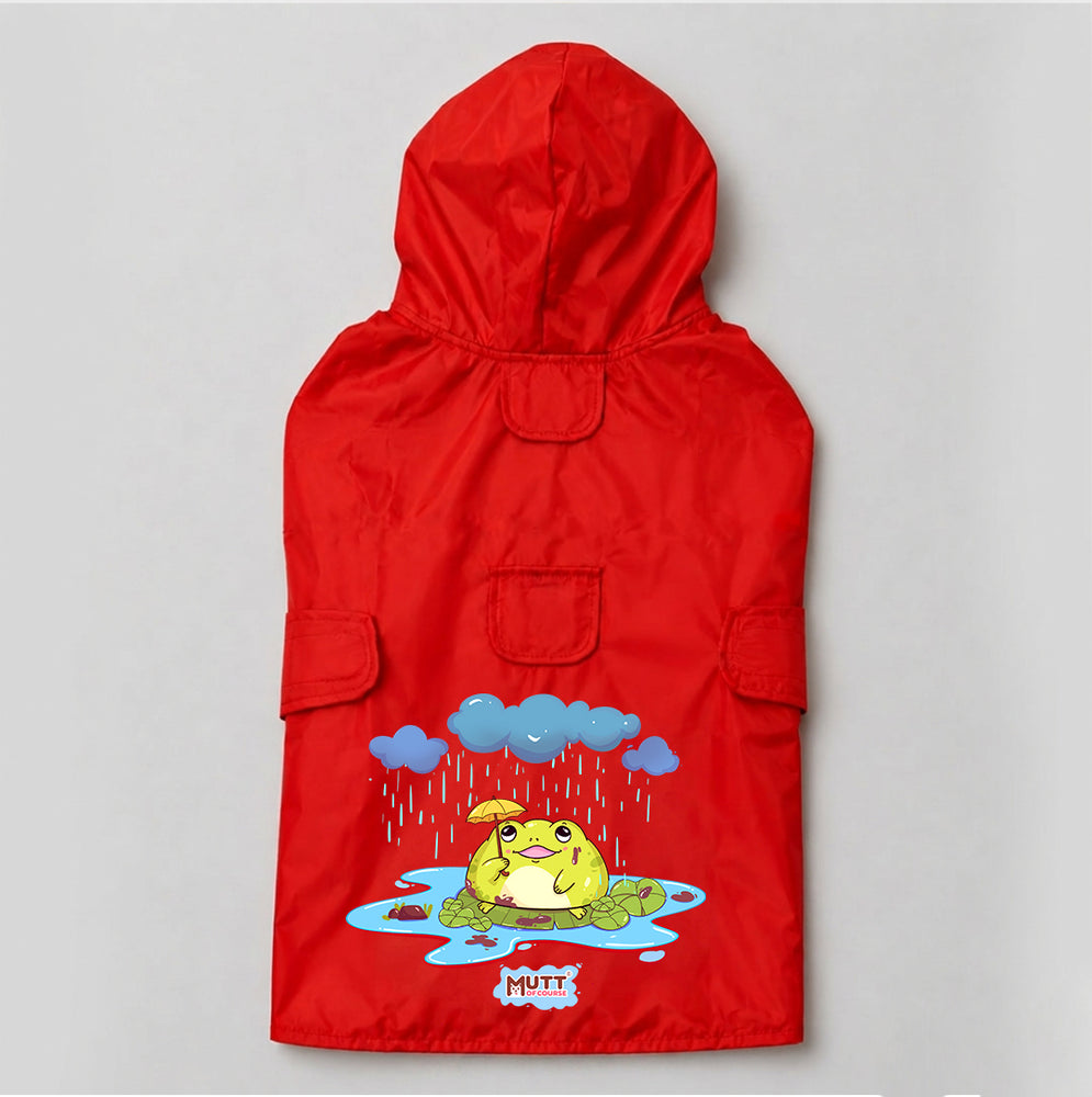 Puddle Prince Waterproof Dog Raincoat with Hood & Mesh Lining | Collar & Harness Leash Opening | Red