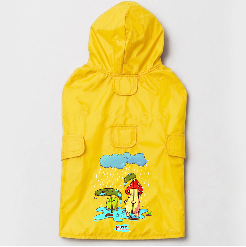 Drizzle Buddies | Waterproof Dog Raincoat with Hood & Mesh Lining  |  Collar & Harness Leash Opening | Yellow