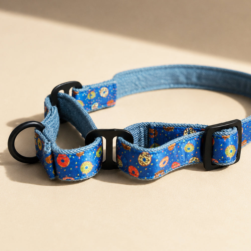 Mutt Of Course Donuts Martingale Collar | Organic Denim Dog Collar