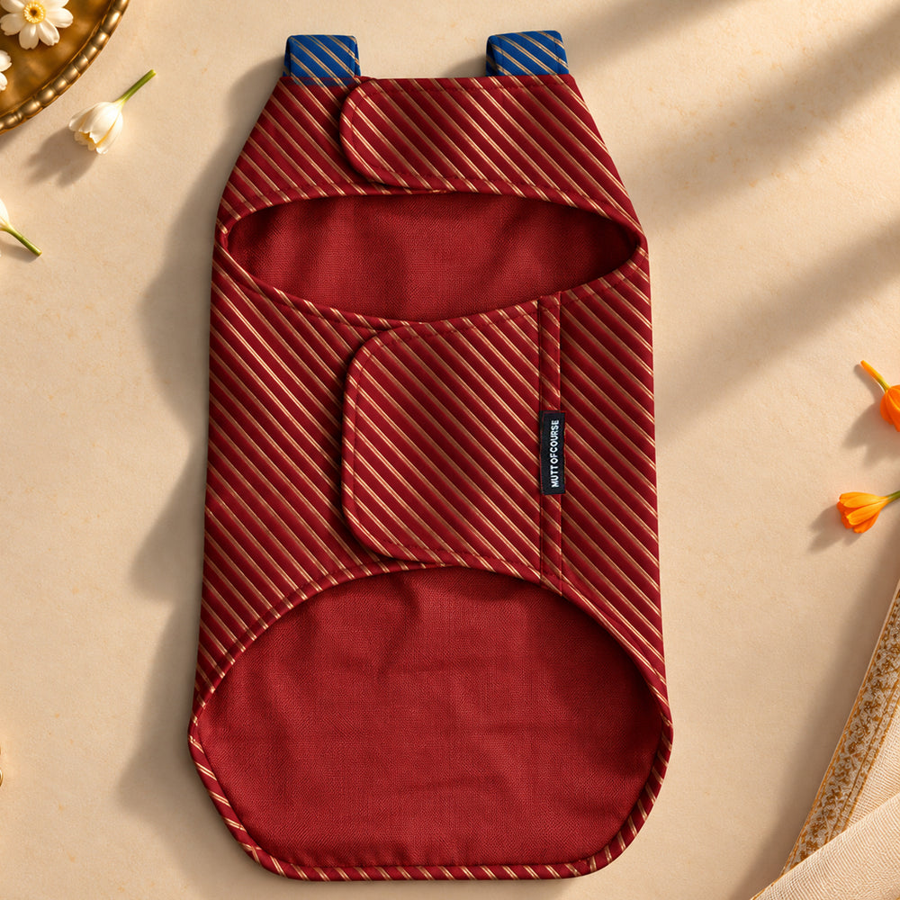 Banarasi Red Dog Sherwani | Royal Festive Wear (with cotton lining)