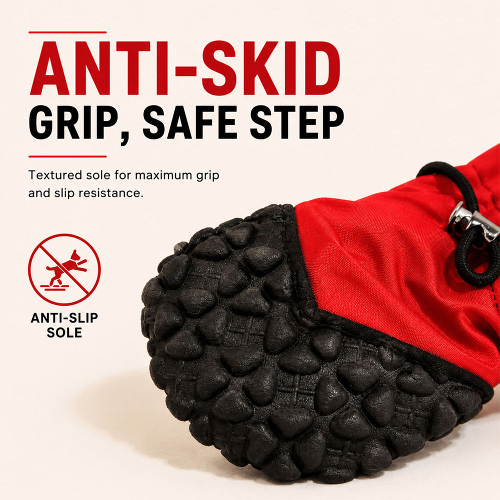 Waterproof Dog Shoes Set of 4  | Anti-Slip Rubber Sole | Adjustable Velcro | Paw Protection Boots for Rain, Hot Pavement, Snow, Indoor & Outdoor Walks