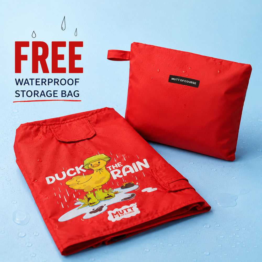 Duck The Rain Waterproof Dog Raincoat with Collar & Harness Leash Opening | Hood & Mesh Lining | Red