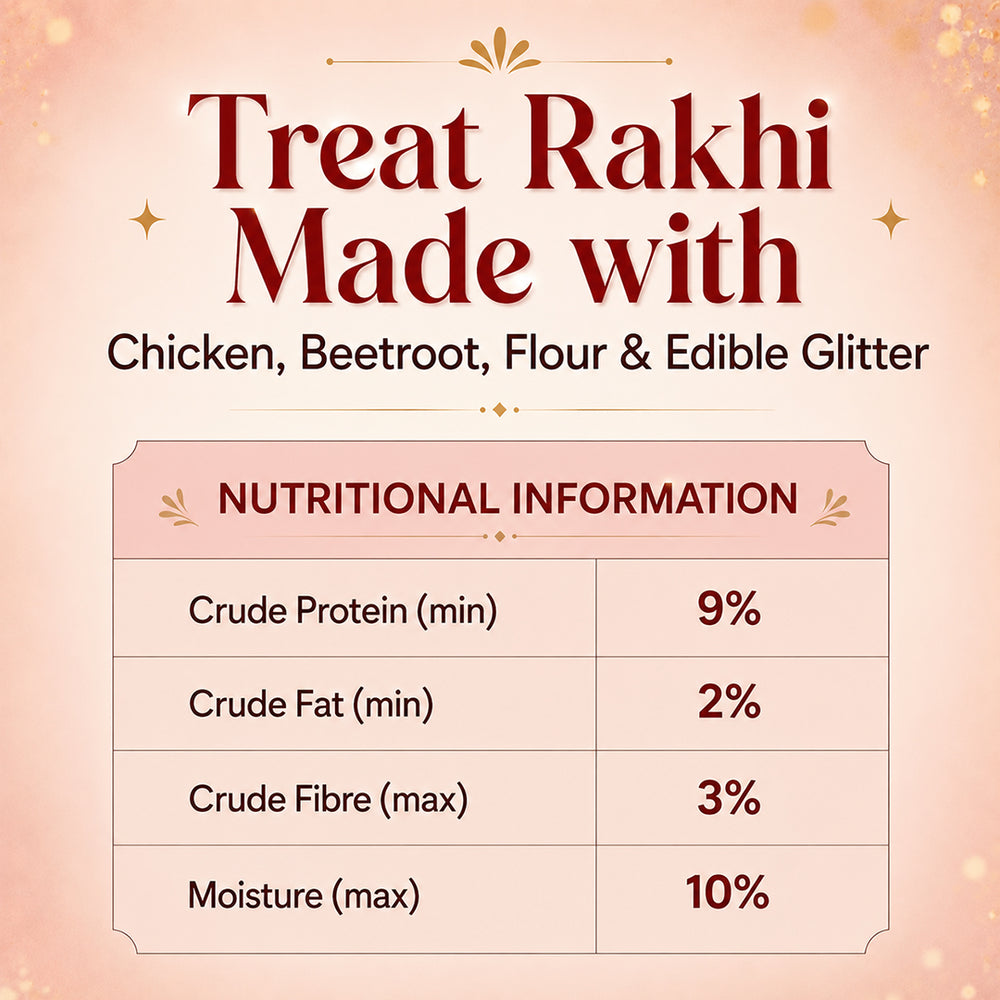 Rakhi Combo for Dogs & Cats | Pink & Gold Bow Tie + Edible Rakhi Treat