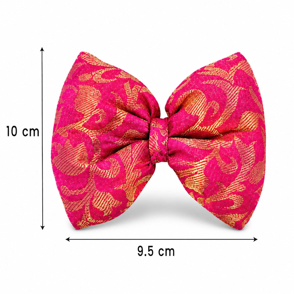 Rakhi Combo for Dogs & Cats | Pink & Gold Bow Tie + Edible Rakhi Treat