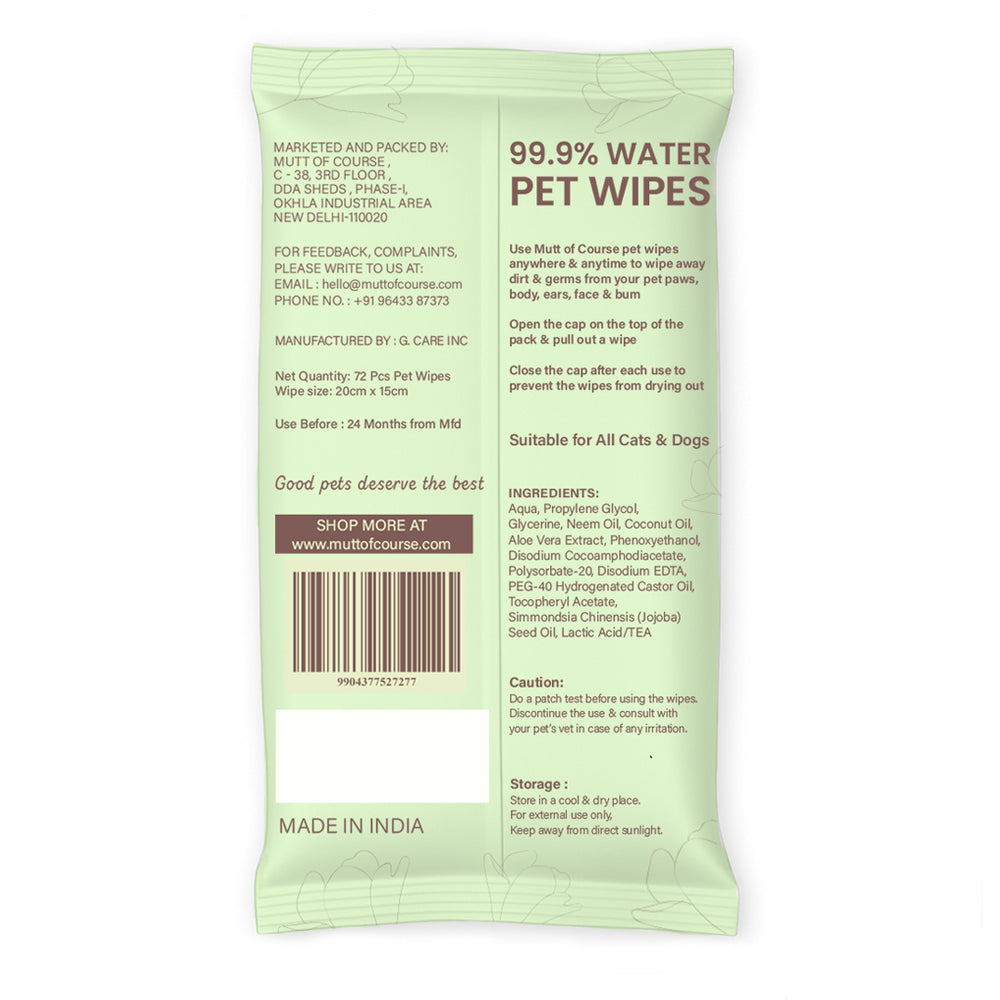 Water-Based Pet Wipes (Large) For Cats & Dogs