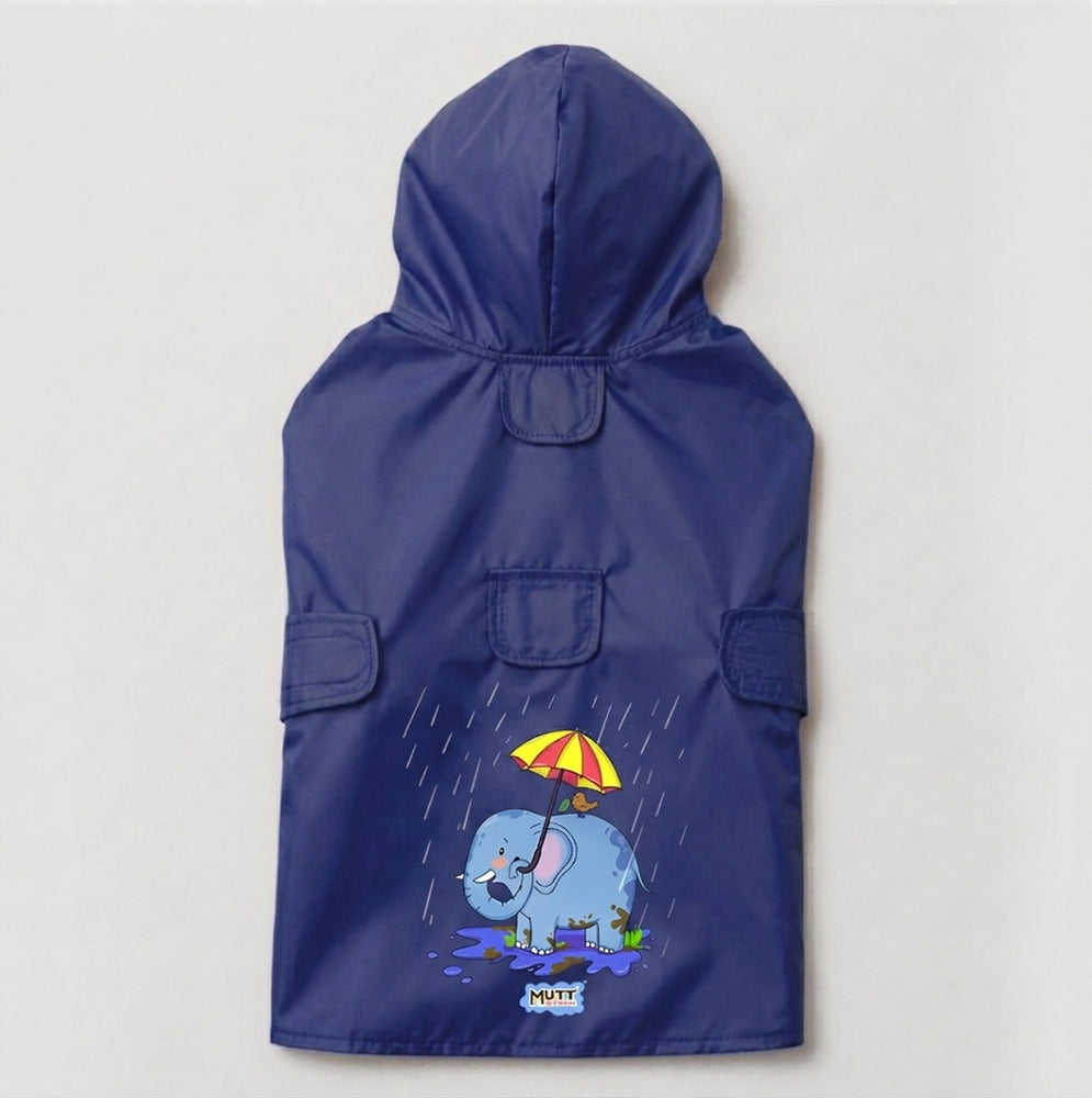 Rainy Trunks Waterproof Dog Raincoat with Hood & Mesh Lining | Collar & Harness Leash Opening | Blue