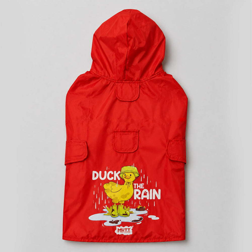 Duck The Rain Waterproof Dog Raincoat with Collar & Harness Leash Opening | Hood & Mesh Lining | Red