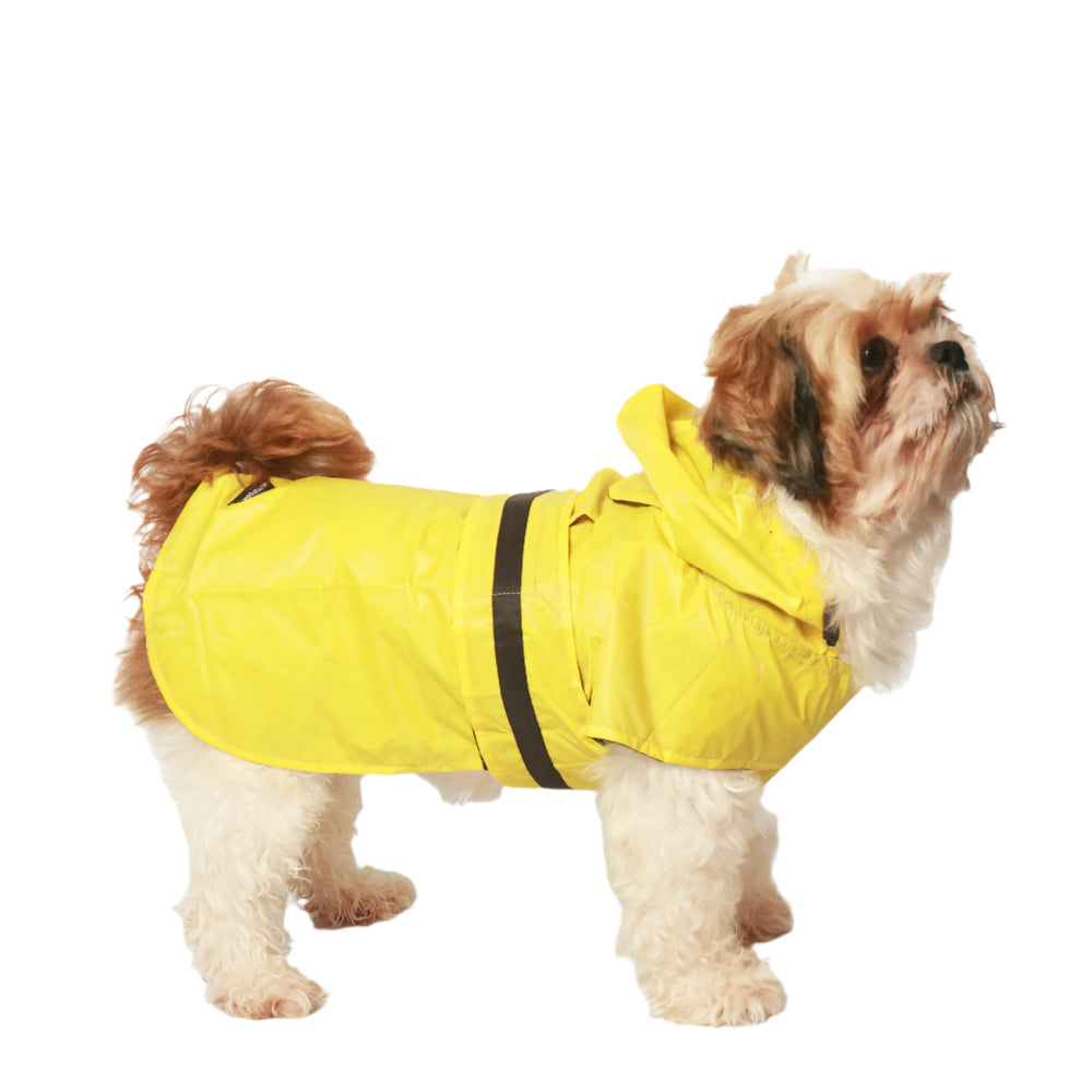 Yellow Hooded Dog Raincoat