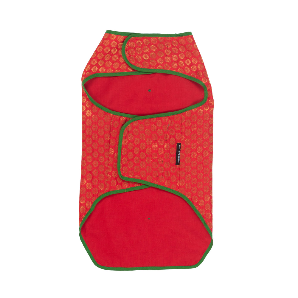 Red Brocade Dog Sherwani