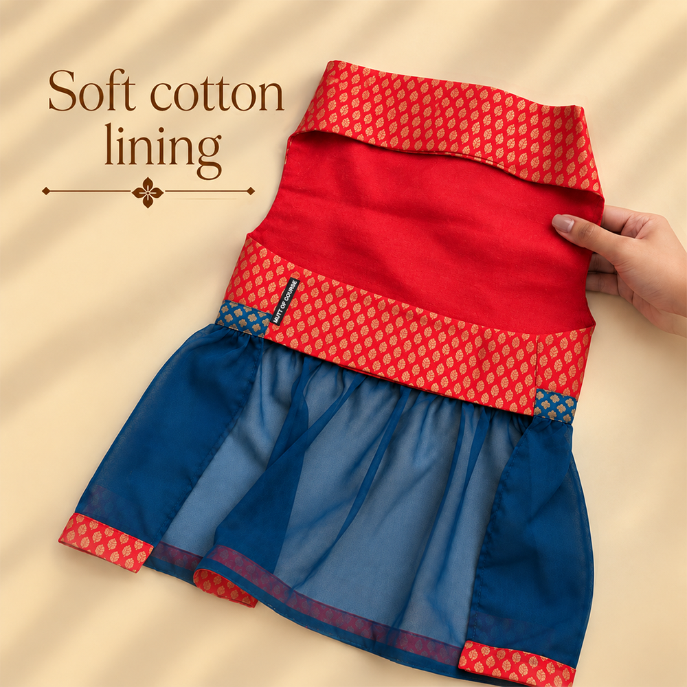 Mutt Of Course Banarasi Brocade Dog Lehenga – Festive Ethnic Wear for Dogs