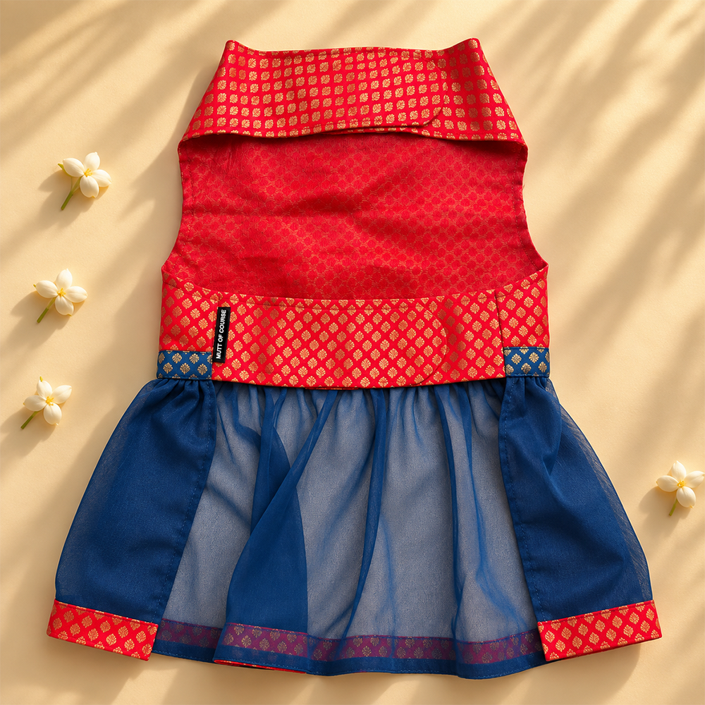 Mutt Of Course Banarasi Brocade Dog Lehenga – Festive Ethnic Wear for Dogs
