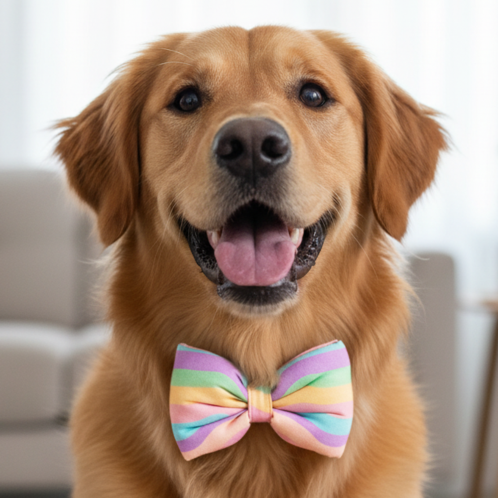 Mutt of Course Marshmallow Rainbow Bow