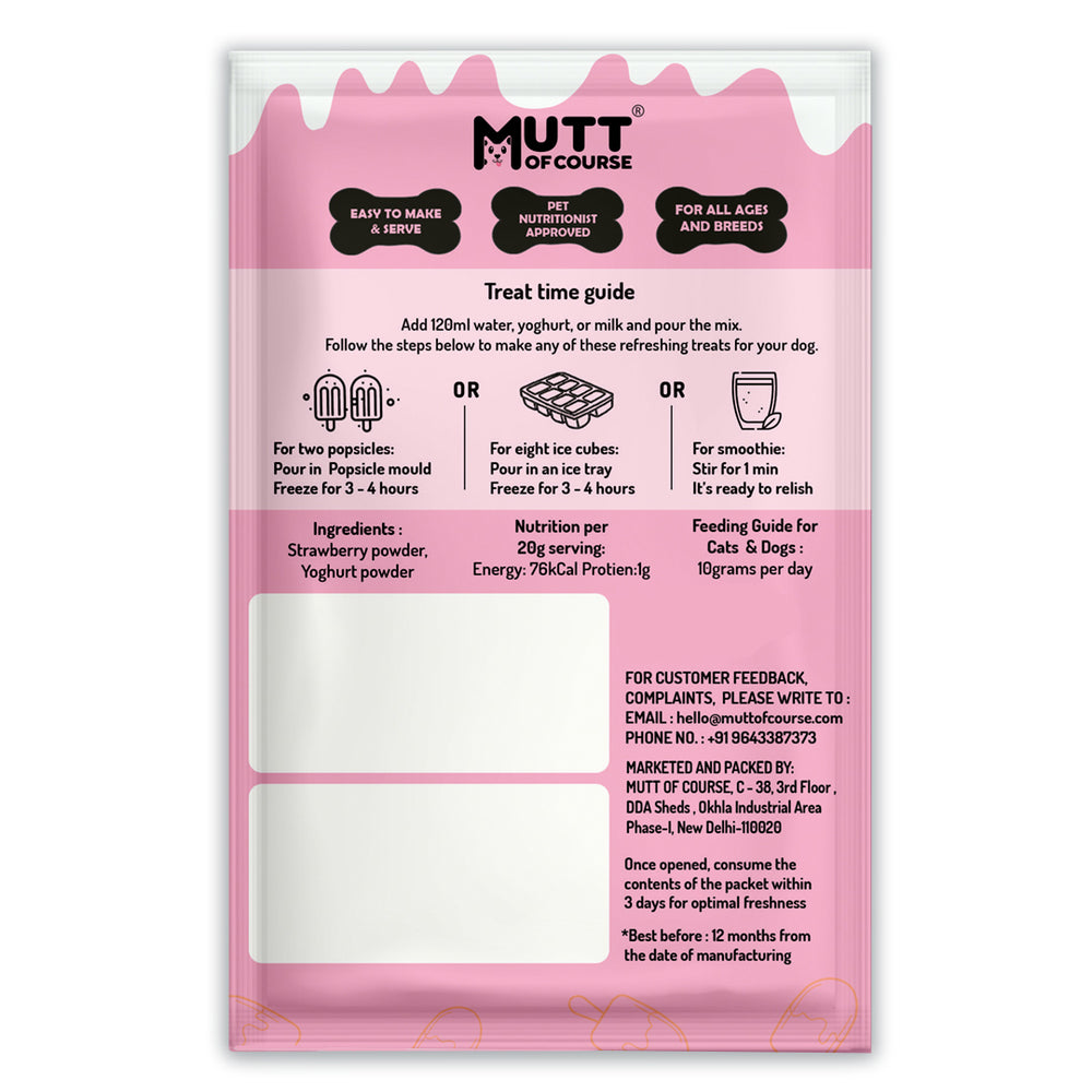 Strawberry Ice Cream for Cats & Dogs - Premix (Pet Nutritionist Approved)