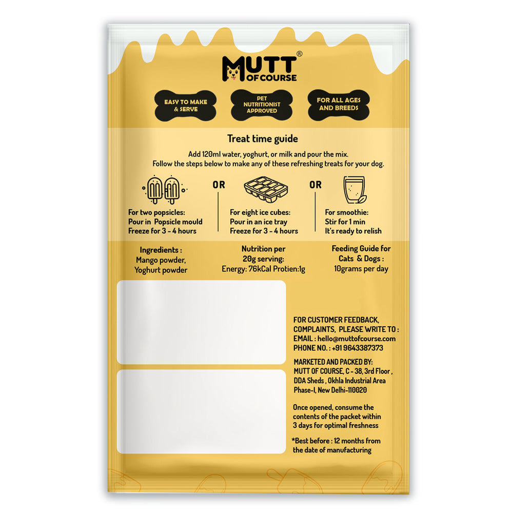 Mango Ice Cream for Cats & Dogs - Premix (Pet Nutritionist Approved)