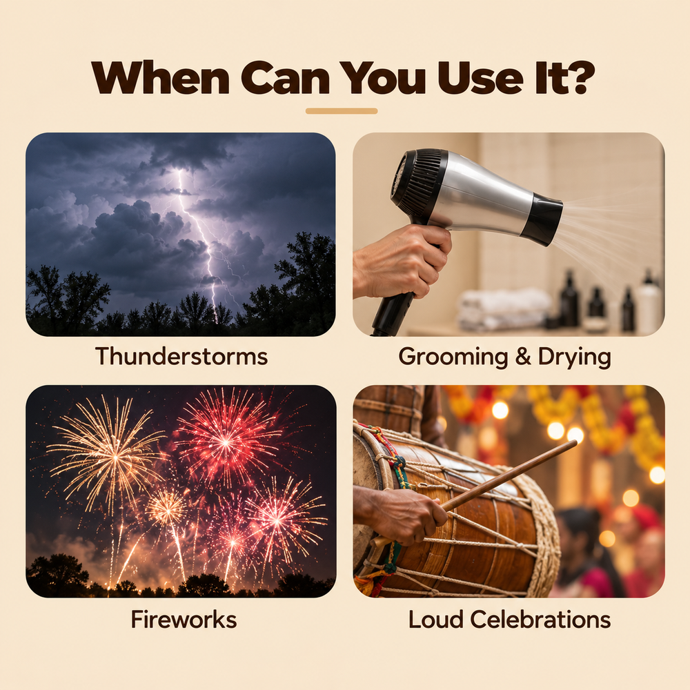 Red Noise-Reducing Dog Ear Muffs | For Grooming & Loud Celebrations