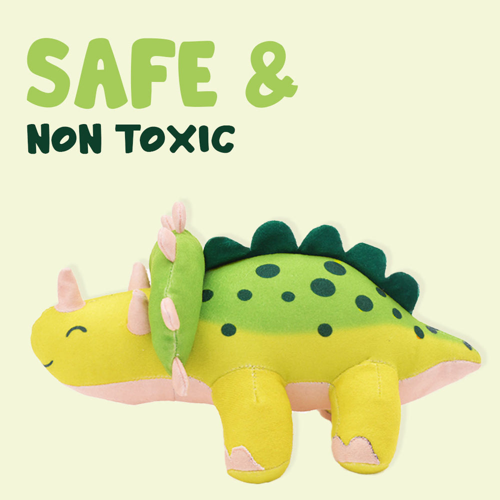 Jurassic Triceratops Squeaky Dog Toy | Dinosaur Interactive Plush Toy for Dogs