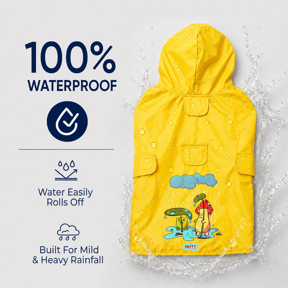 Drizzle Buddies | Waterproof Dog Raincoat with Hood & Mesh Lining  |  Collar & Harness Leash Opening | Yellow
