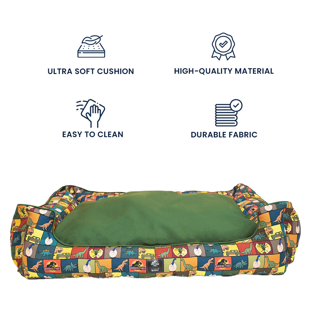 Jurassic Classic Dog Bed | Dinosaur Cozy Sleeping Bed for Dogs