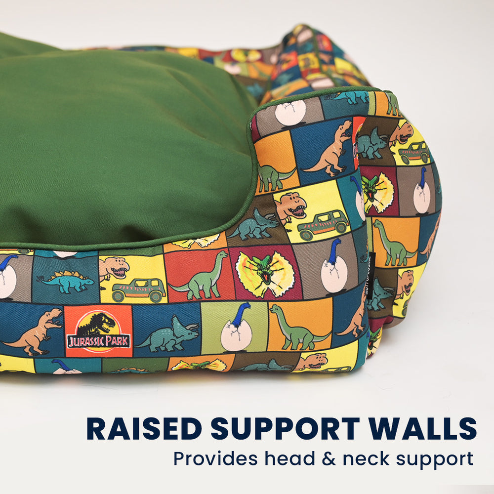 Jurassic Classic Dog Bed | Dinosaur Cozy Sleeping Bed for Dogs