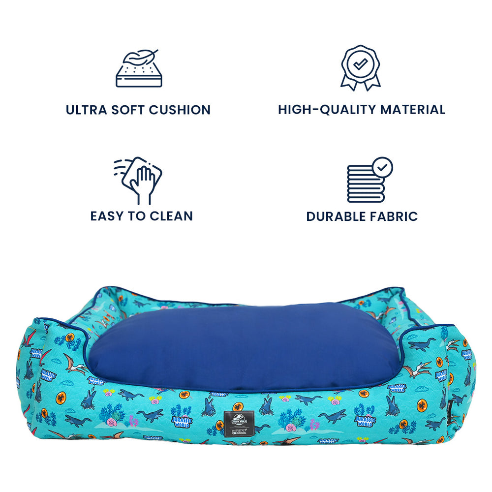 Jurassic Marine Dino Dog Bed | Ocean Dinosaur Cozy Bed for Dogs