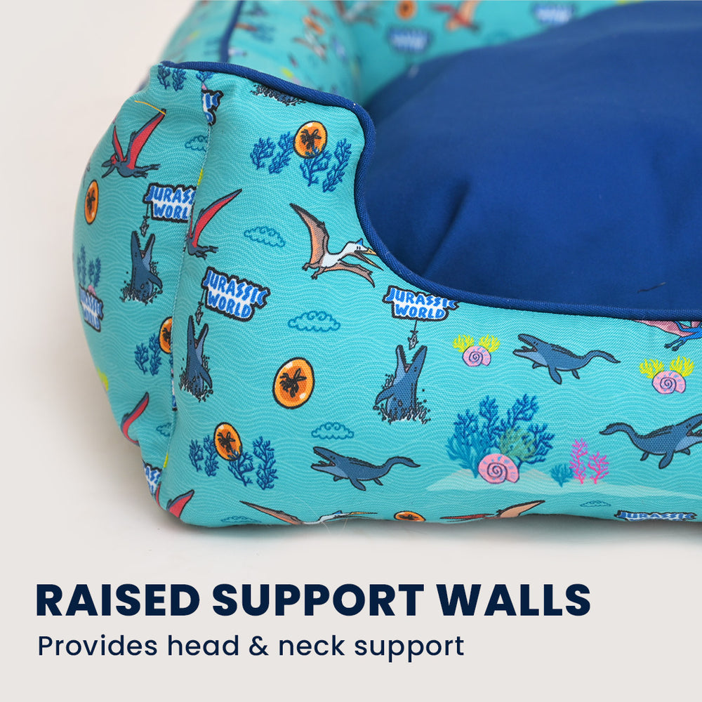Jurassic Marine Dino Dog Bed | Ocean Dinosaur Cozy Bed for Dogs
