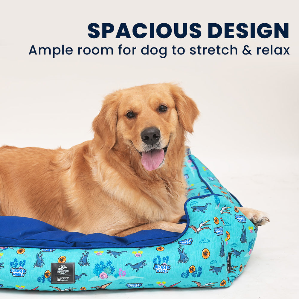 Jurassic Marine Dino Dog Bed | Ocean Dinosaur Cozy Bed for Dogs