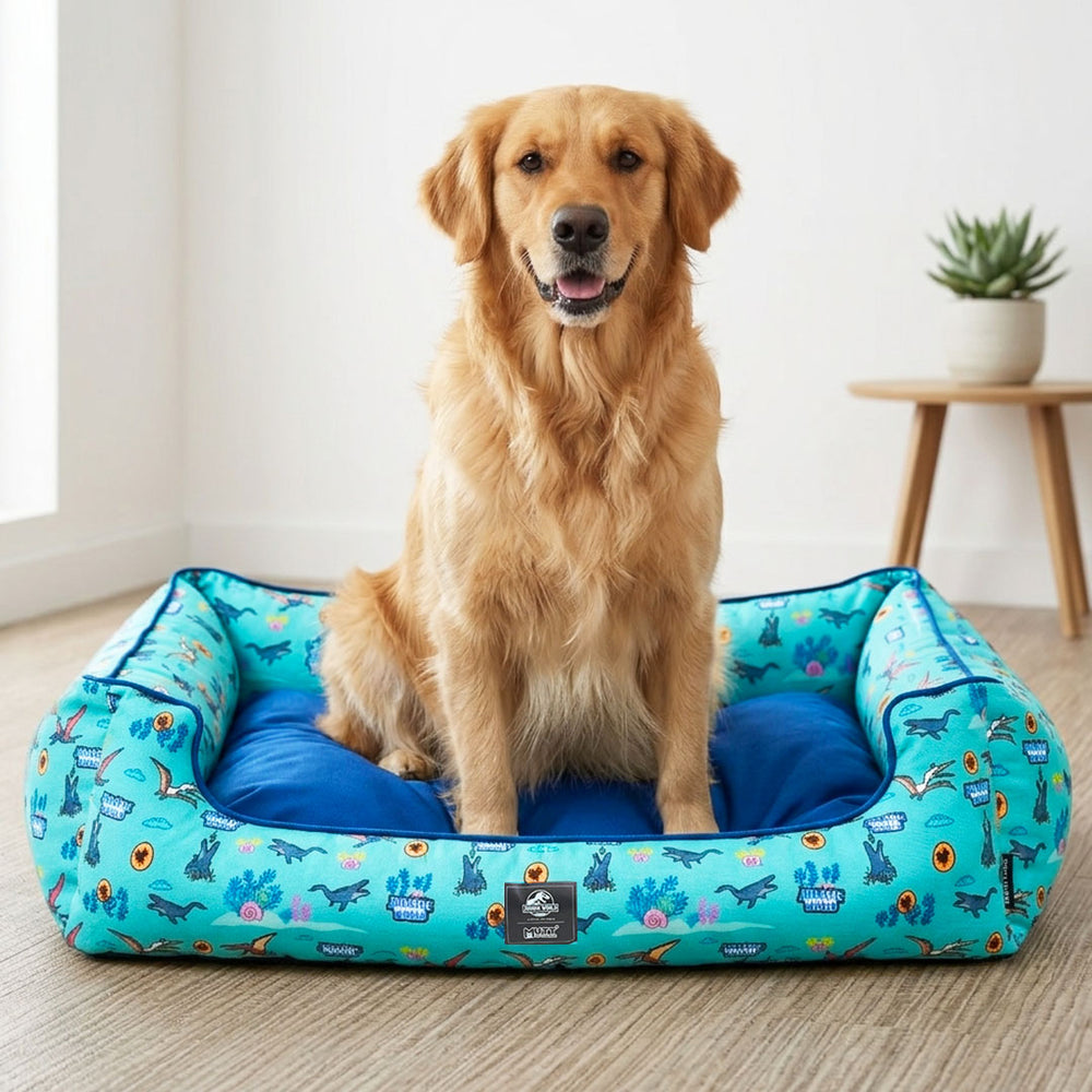 Jurassic Marine Dino Dog Bed | Ocean Dinosaur Cozy Bed for Dogs