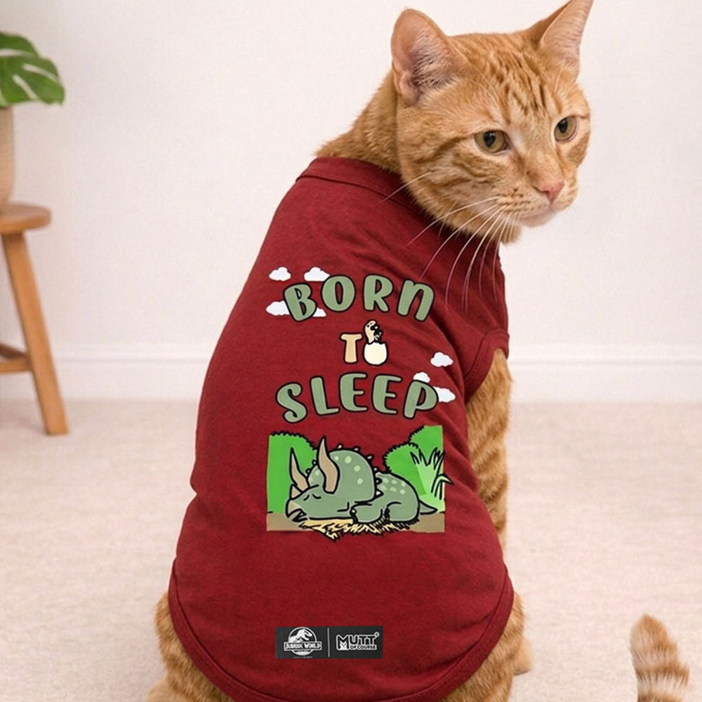 Jurassic Born to Sleep Cat T-Shirt