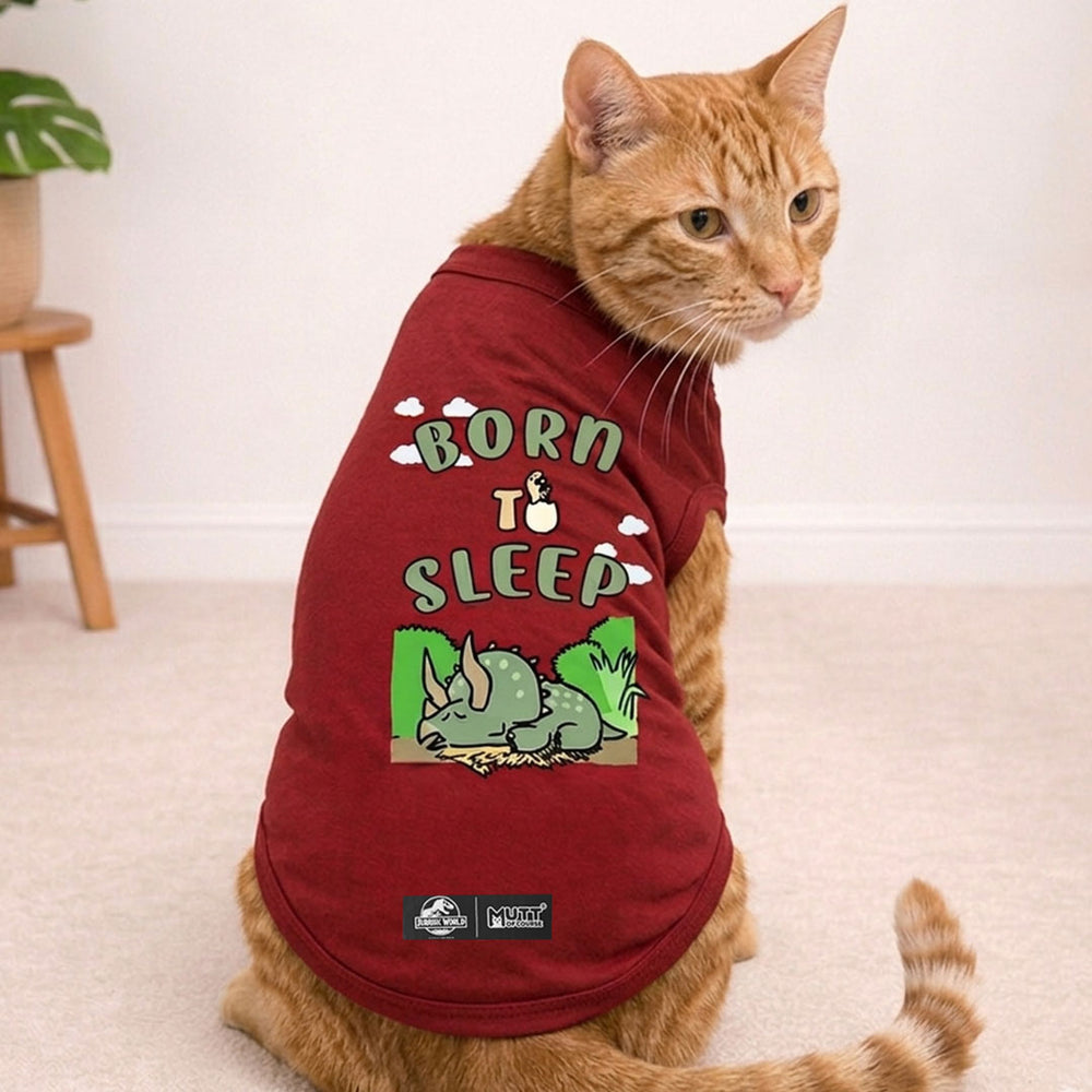 Jurassic Born to Sleep Cat T-Shirt