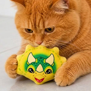 Jurassic Triceratops Catnip Cat Toy | Dinosaur Interactive Toy for Cats