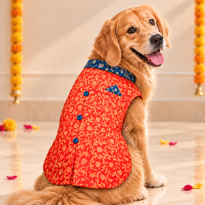 Red N' Blue Dog Sherwani & Kurta (With Cotton Lining)