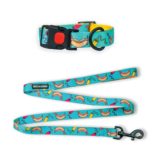 Hot Dog Collar + Leash Set