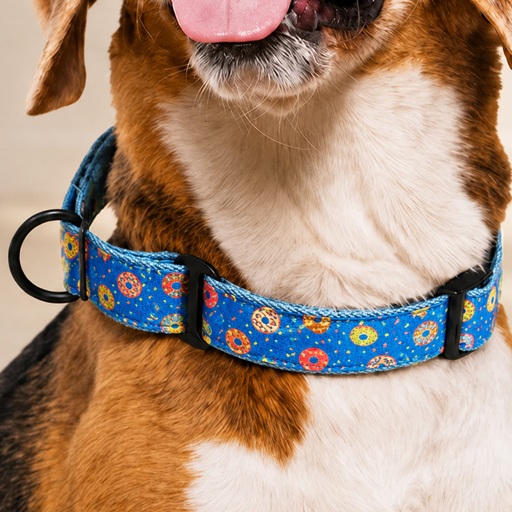 Mutt Of Course Donuts Martingale Collar | Organic Denim Dog Collar
