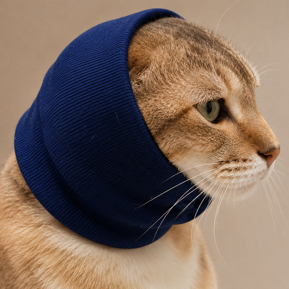Navy Noise-Reducing Cat Ear Muffs | For Grooming & Loud Celebrations