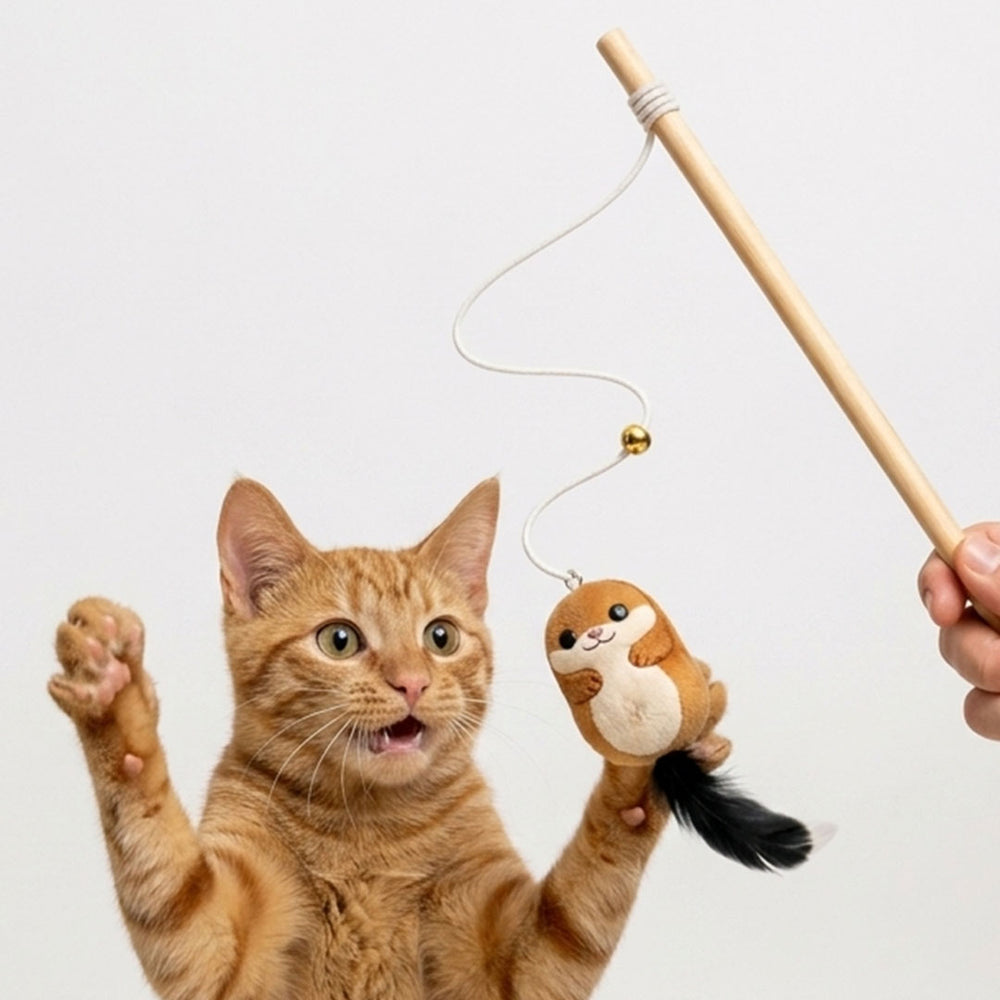 The Mutt Squirrel Cat Stick Toy