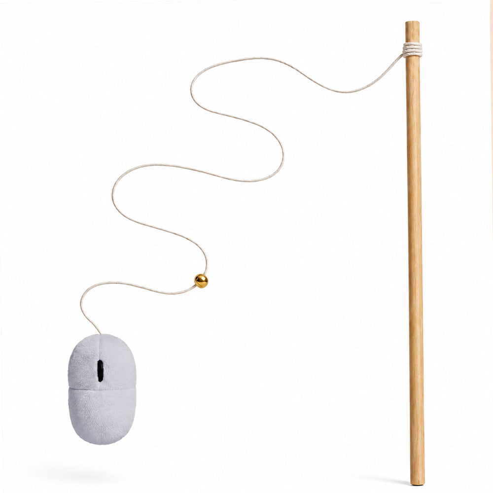 Clickbait Mouse Teaser Wand Cat Toy | Catnip-Infused Interactive Cat Toy