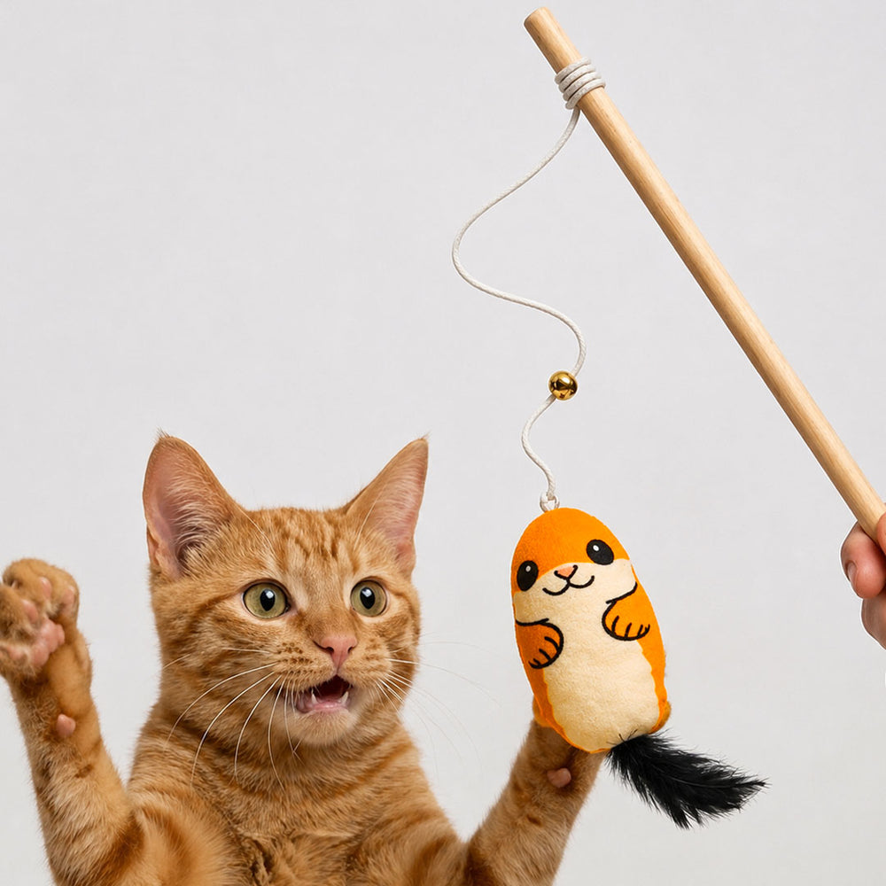 The Mutt Squirrel Cat Stick Toy