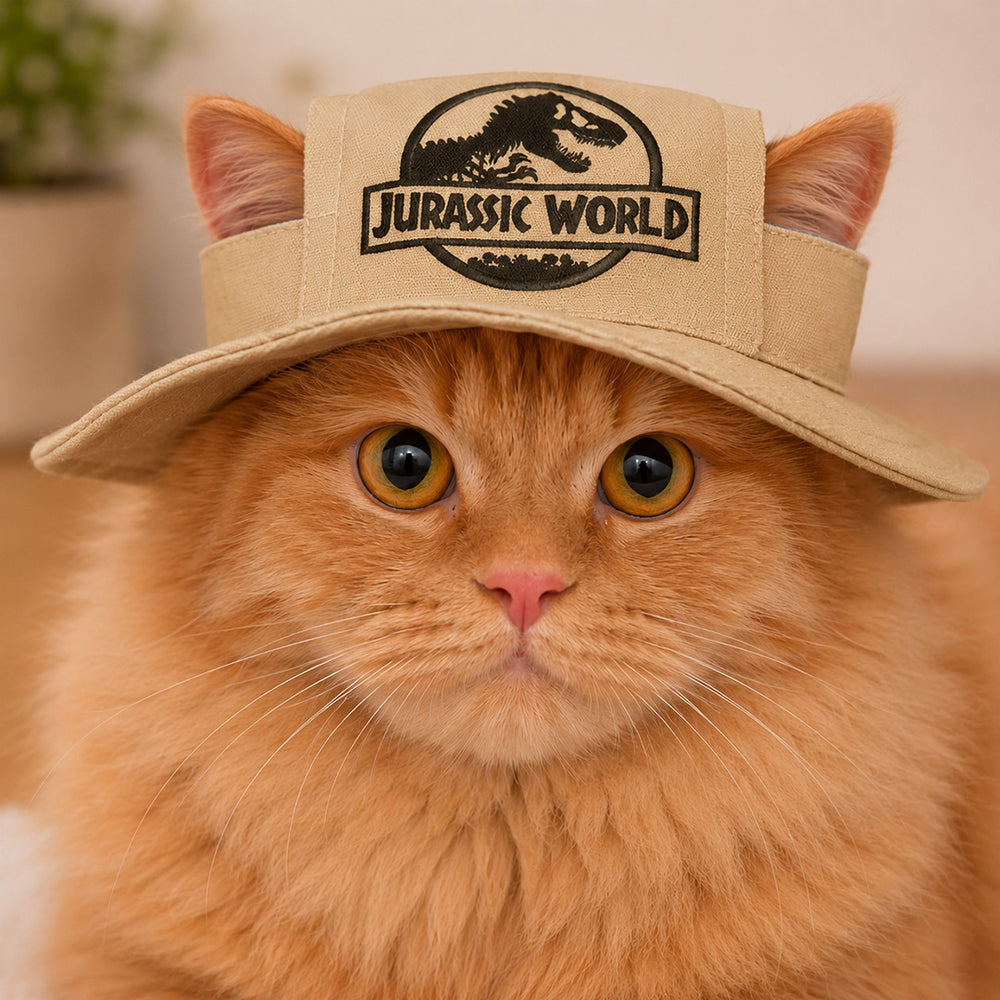 Jurassic Mini Explorer Bucket Hat for Cats | Dinosaur Adventure Pet Sun Hat