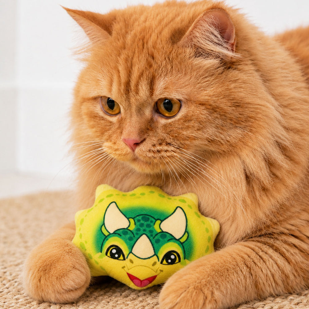 Jurassic Triceratops Catnip Cat Toy | Dinosaur Interactive Toy for Cats