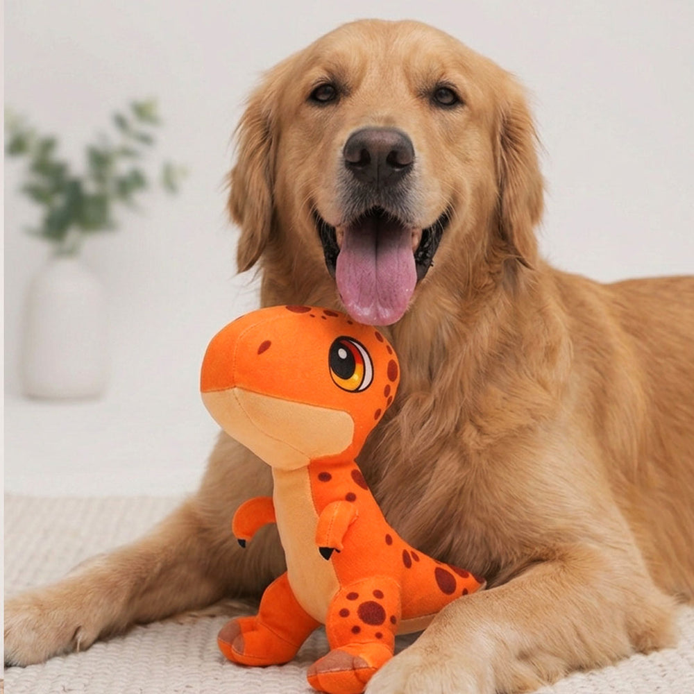 Jurassic T-Rex Squeaky Dog Toy | Dinosaur Interactive Plush Toy for Dogs