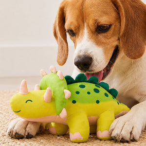 Jurassic Triceratops Squeaky Dog Toy | Dinosaur Interactive Plush Toy for Dogs