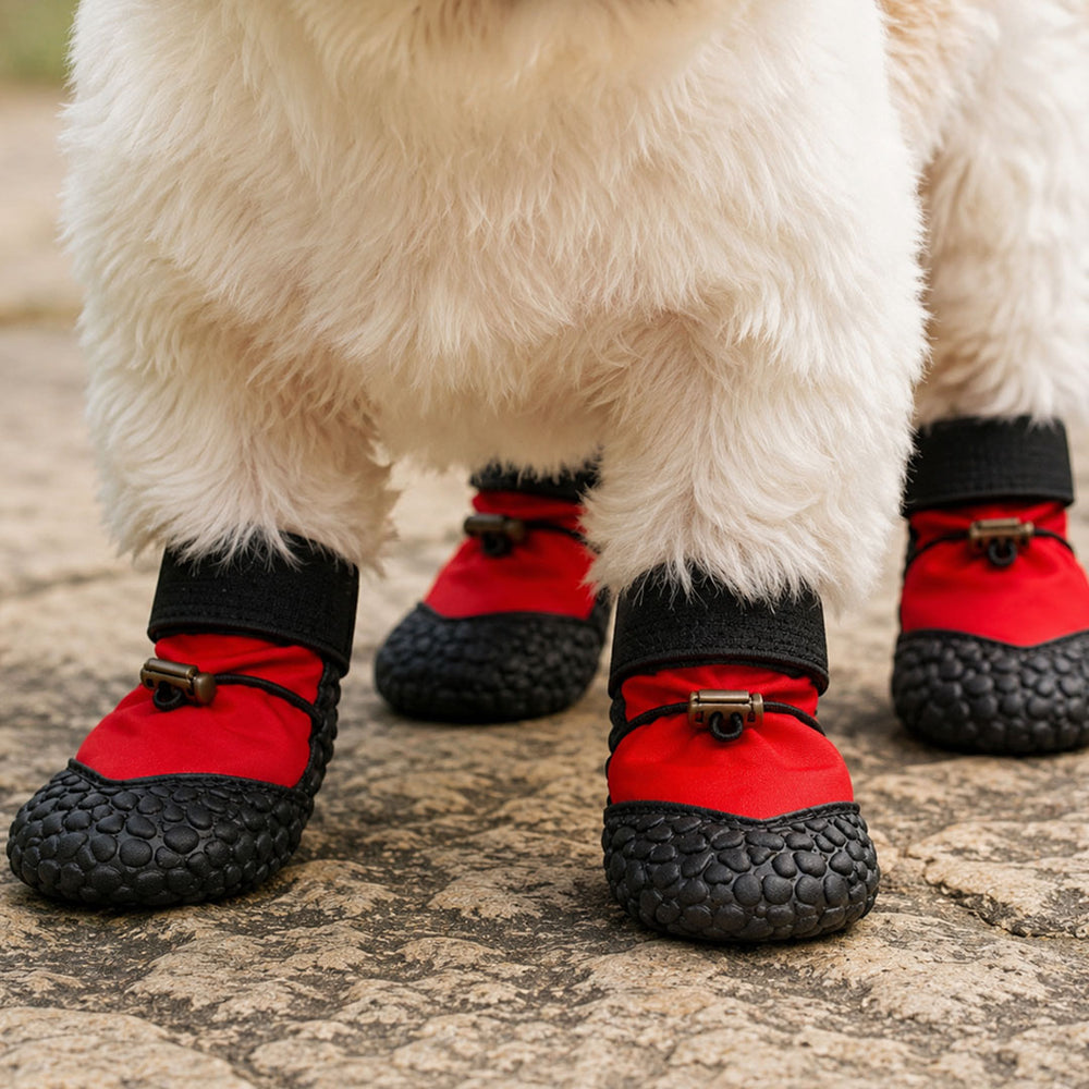 Waterproof Dog Shoes Set of 4  | Anti-Slip Rubber Sole | Adjustable Velcro | Paw Protection Boots for Rain, Hot Pavement, Snow, Indoor & Outdoor Walks