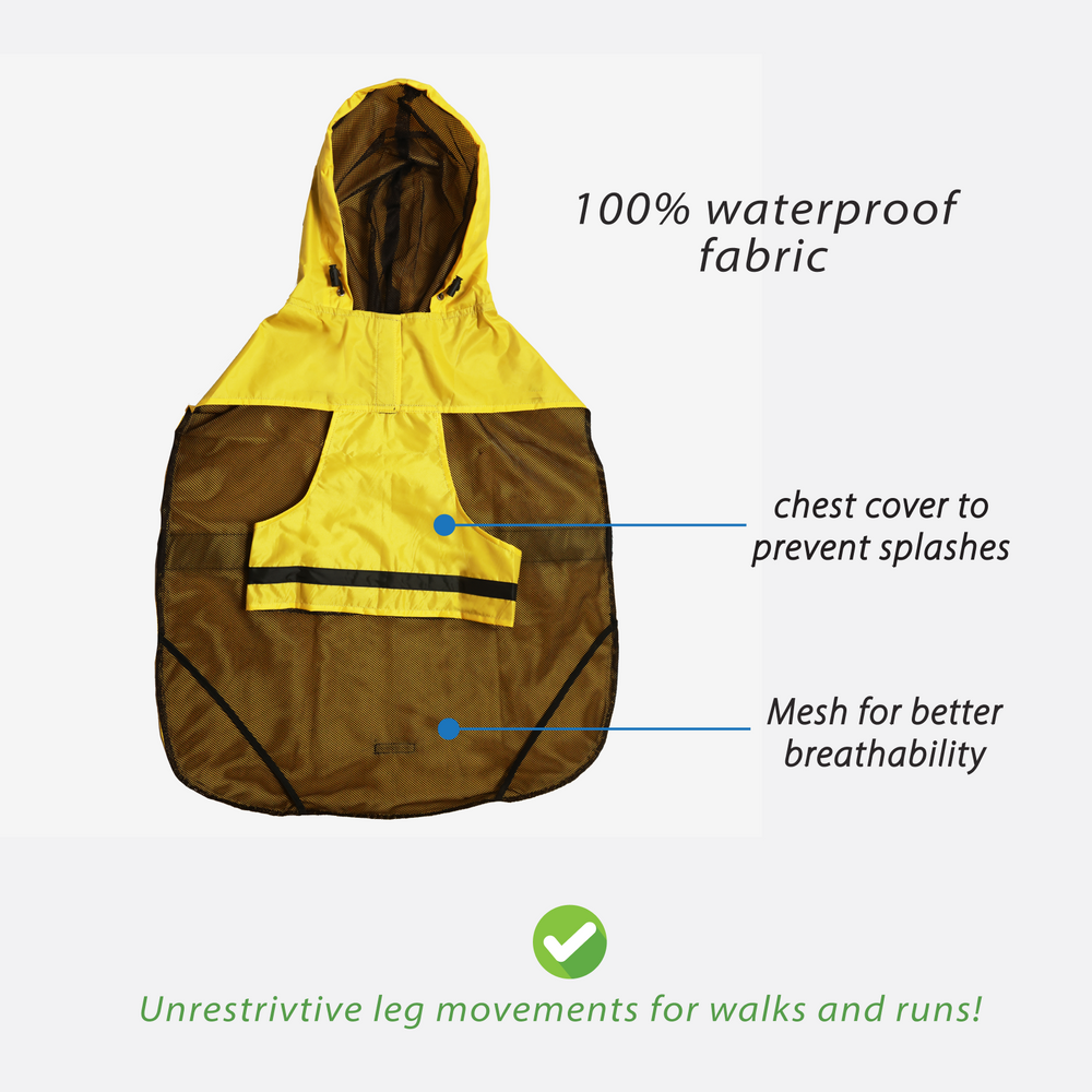 Yellow Hooded Dog Raincoat